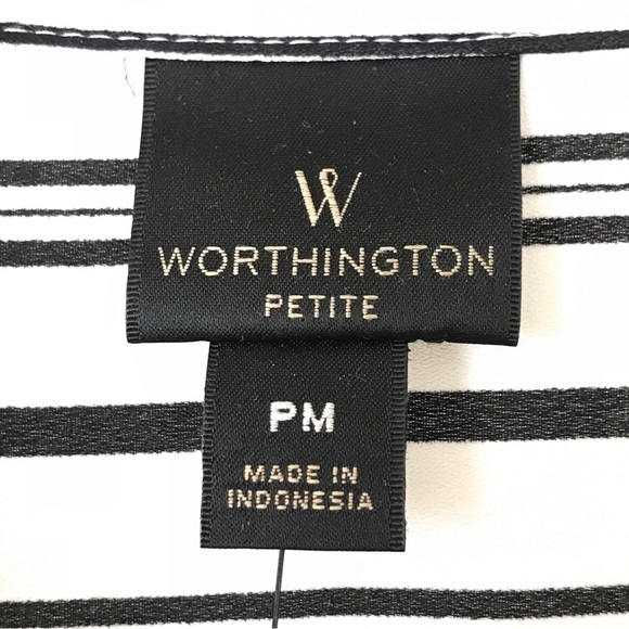 Worthington Black and White Striped Long Sleeve Button Up Blouse NWT - Picture 3 of 6